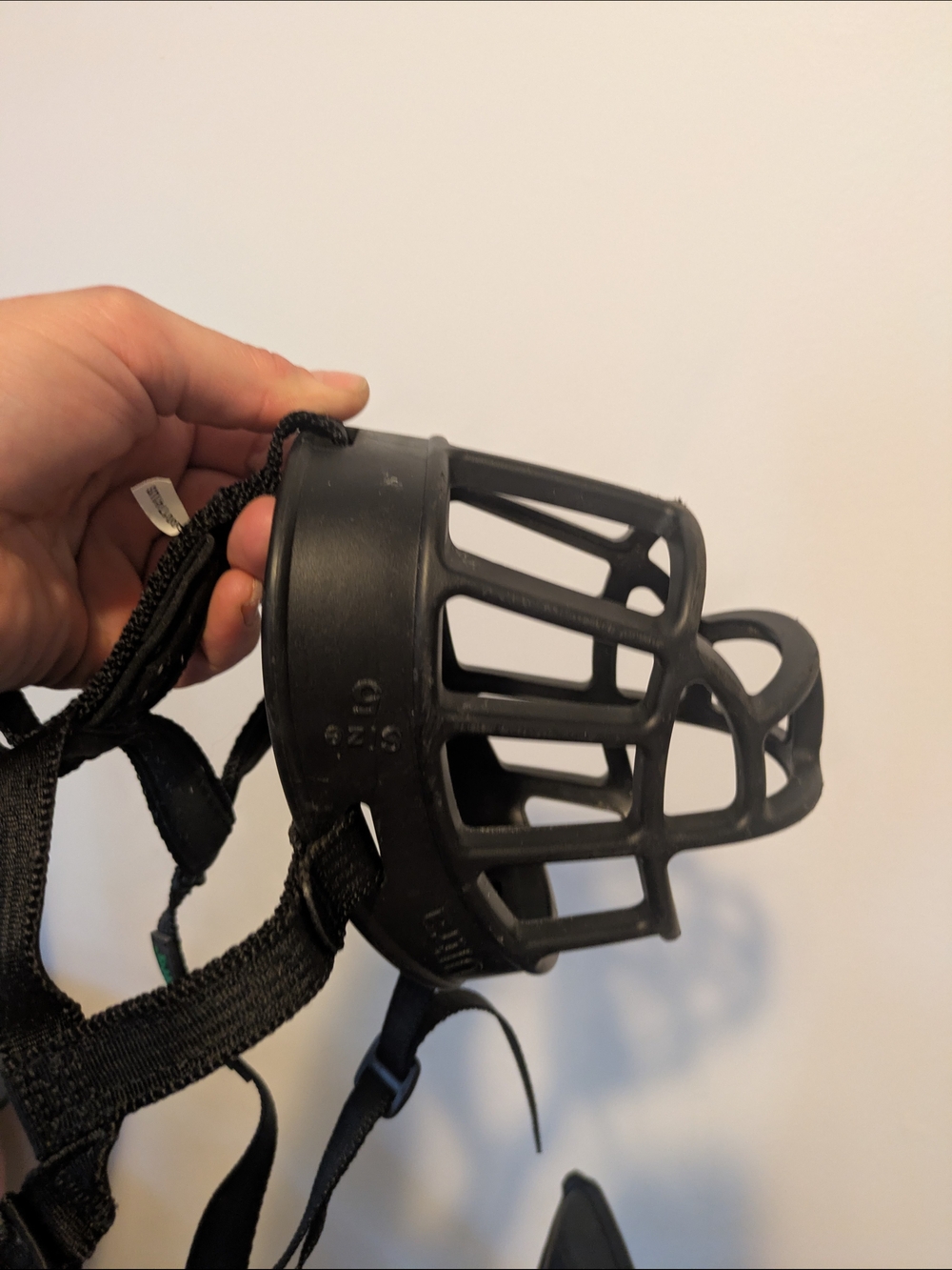 Adjustable Black Dog Muzzle with Breathable Cage Design